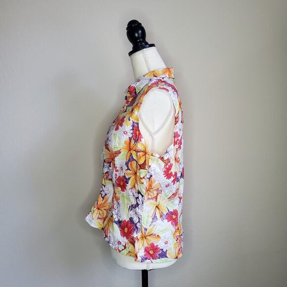 Talbots Floral Sleeveless Blouse Large - Picture 4 of 7